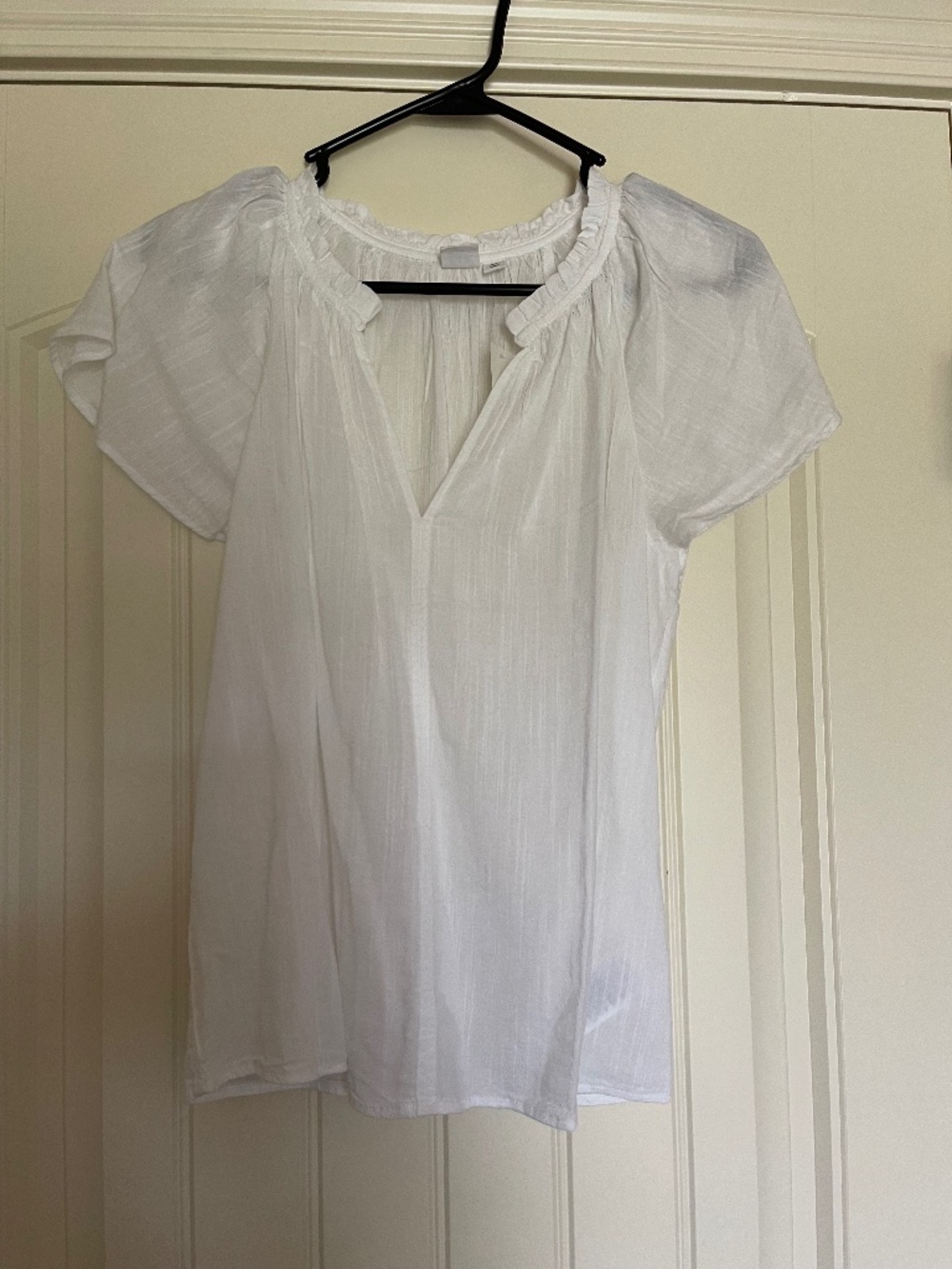 GAP NWT White Ruffle Neck Peasant Blouse XS